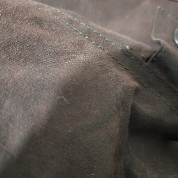 Barbour Utility Jacket Brown Wax Cotton Flannel Lined Slim Hip Length Size 10 - Picture 13 of 16